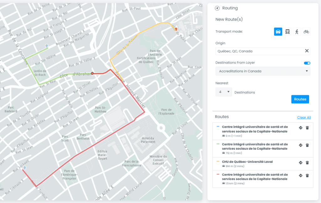 6 Route with mode options