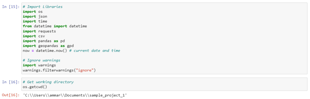 Imports and Working Directory for Data Collection.