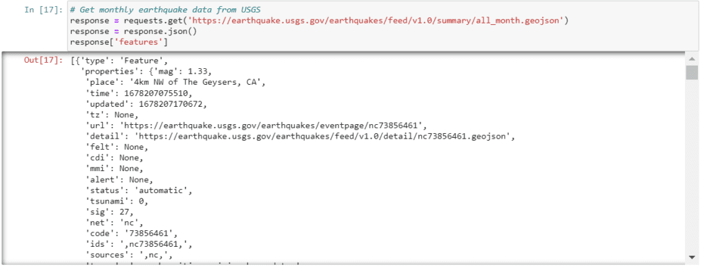 Acquiring Earthquake Data from USGS