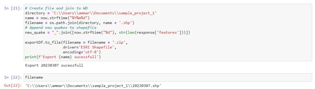 Creating and Storing Shapefile Locally