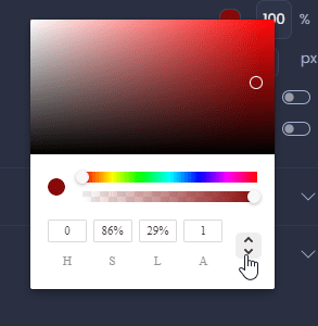 Screenshot showing color picker hsla in CartoVista when change the styles of polygon layers