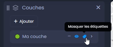 Capture d'écran montrant afficher masquer les etiquettes dans CartoVista lors de configuration les étiquettes