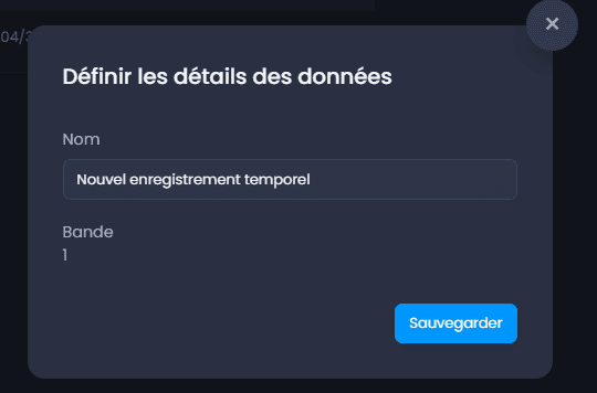 Capture d'écran montrant ajouter un geotiff details dans CartoVista lors de création des séries temporelles matricielles (à partir de plusieurs geotiffs)