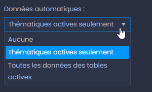 Capture d'écran montrant configuration du tableau de donnees donnees automatiques dans CartoVista lors de modification les colonnes affichées dans le tableau de données