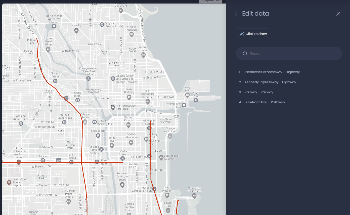 Screenshot showing create line in CartoVista when editing data