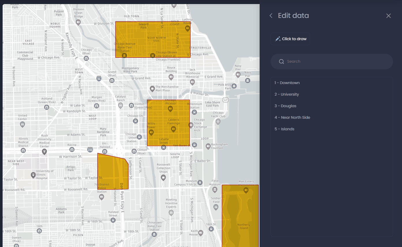 Screenshot showing create polygon in CartoVista when editing data