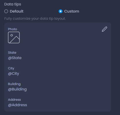 Screenshot showing custom data tips in CartoVista when work with layers interactivity