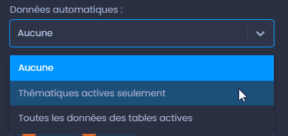 Capture d'écran montrant donnees automatiques dans CartoVista lors de personnalisation l’interactivité des couches
