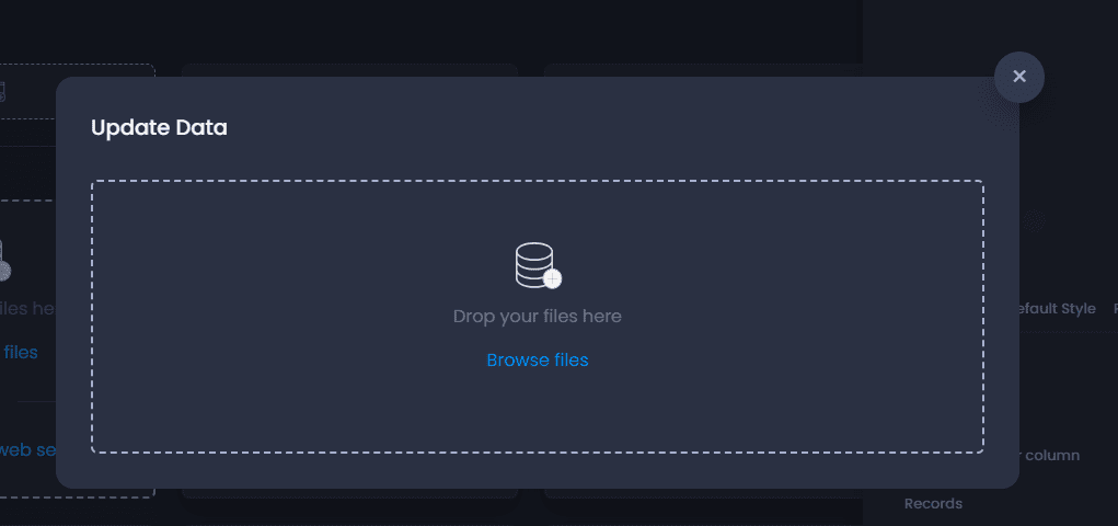 Screenshot showing drag and drop to update data in CartoVista when updating a layer or data table