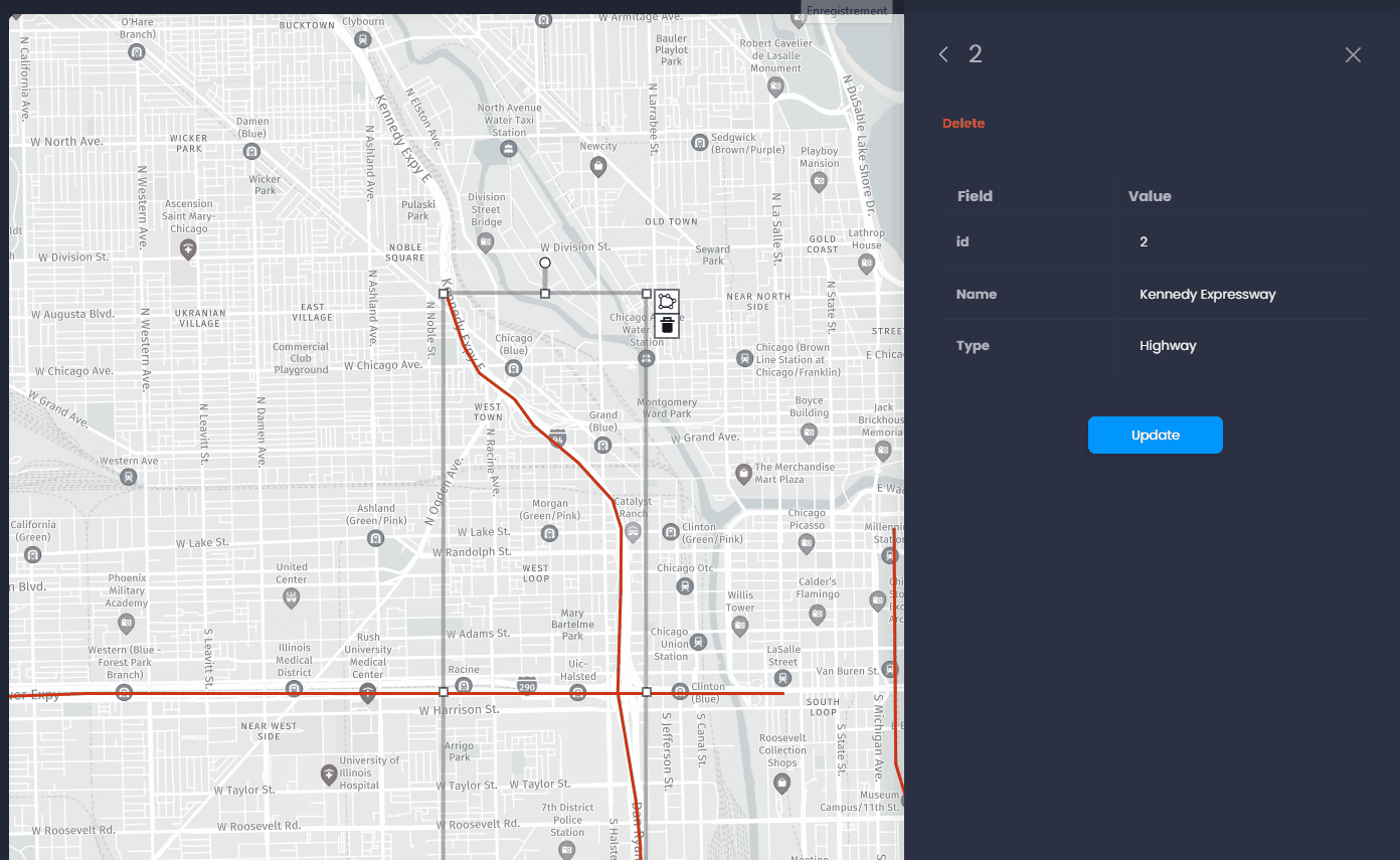 Screenshot showing edit lines in CartoVista when editing data