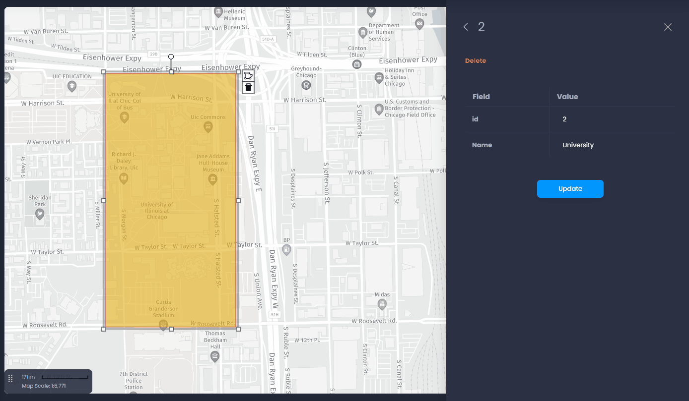 Screenshot showing edit polygons in CartoVista when editing data
