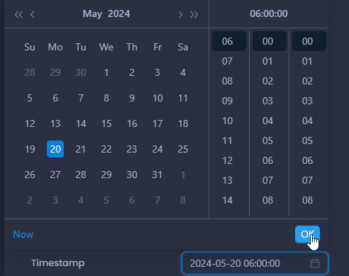 Screenshot showing geotiff timestamp in CartoVista when creating raster time series (from multiple geotiffs)