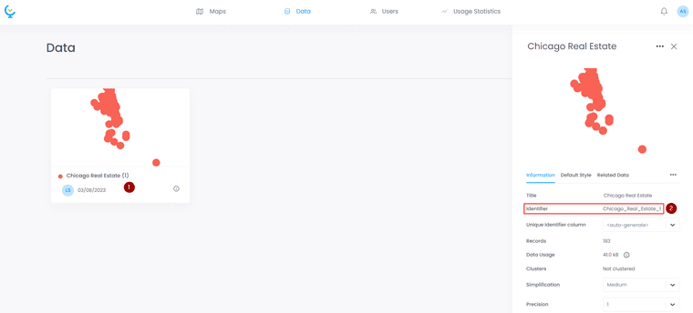 Screenshot showing get layer identifier in CartoVista when using the cartovista rest api