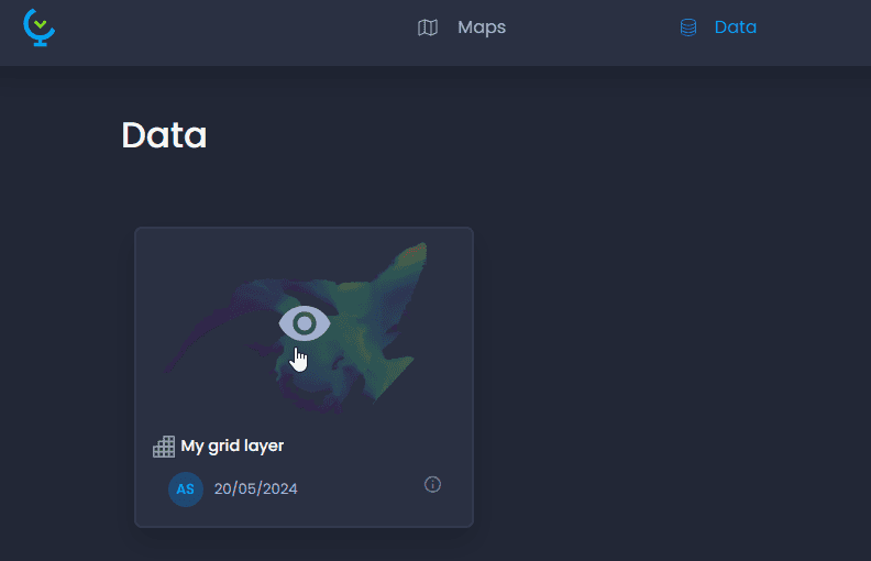 Screenshot showing grid layer preview in CartoVista when creating raster time series (from multiple geotiffs)