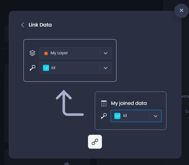 Screenshot showing link data upload in CartoVista when link data tables to a layer
