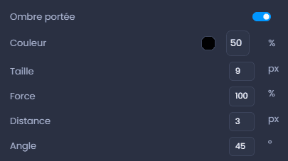 Capture d'écran montrant ombre portee dans CartoVista lors de ajout des effets visuels et modifier le rendu des couches