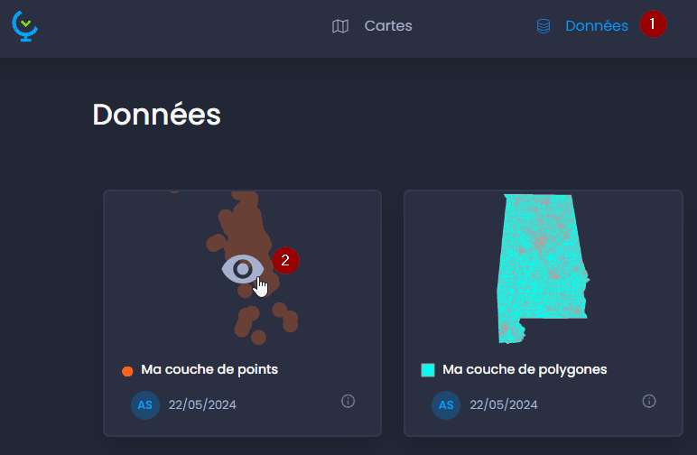 Capture d'écran montrant ouvrir l apercu des donnees dans CartoVista lors de modification les propriétés des colonnes