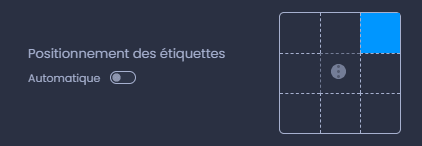Capture d'écran montrant positionnement des etiquettes dans CartoVista lors de configuration les étiquettes