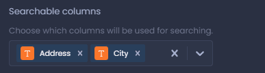 Screenshot showing searchable columns in CartoVista when work with layers interactivity