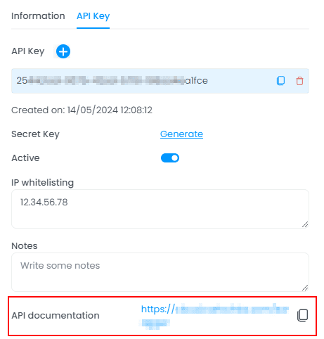 Screenshot showing swagger url in CartoVista when using the cartovista rest api