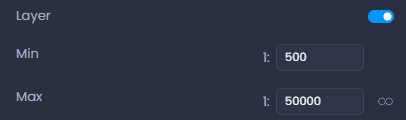 Screenshot showing visibility ranges layer in CartoVista when setting up visibility ranges