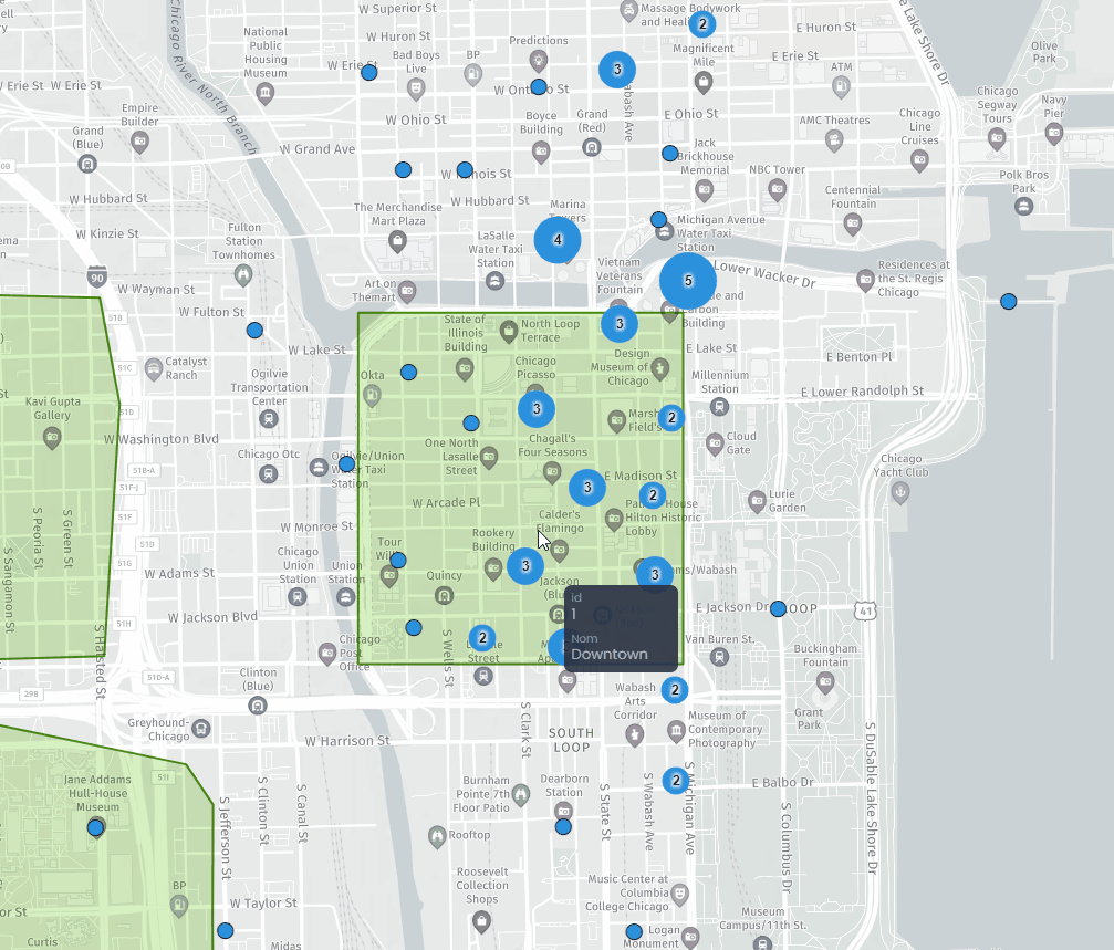 Screenshot showing visibility ranges in CartoVista when setting up visibility ranges