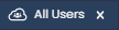 Screenshot showing all users group in CartoVista when managing users and groups