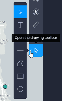 Screenshot showing annotation tool toolbar in CartoVista when annotate a map