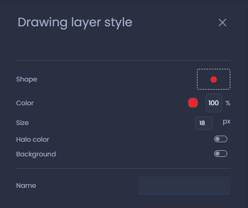 Screenshot showing drawing layer style point in CartoVista when annotate a map