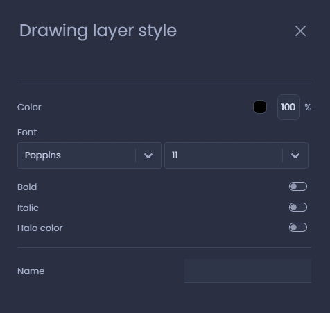 Screenshot showing drawing layer style text in CartoVista when annotate a map