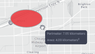 Screenshot showing ellipse annotation in CartoVista when annotate a map