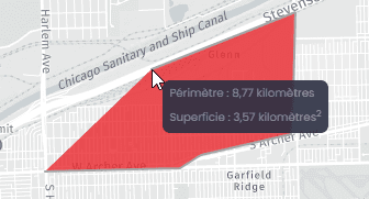 Capture d'écran montrant exemple dannotation polygonale dans CartoVista lors de annoter une carte