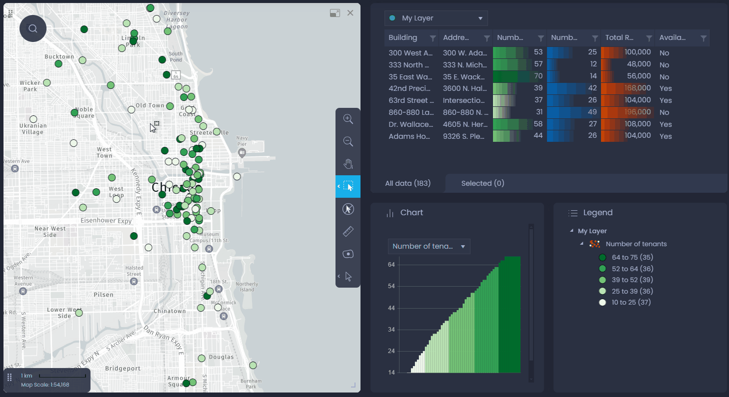 Screenshot showing export selected data in CartoVista when exporting data