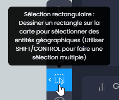 Capture d'écran montrant outil de selection barre doutil dans CartoVista lors de sélectionner les entités