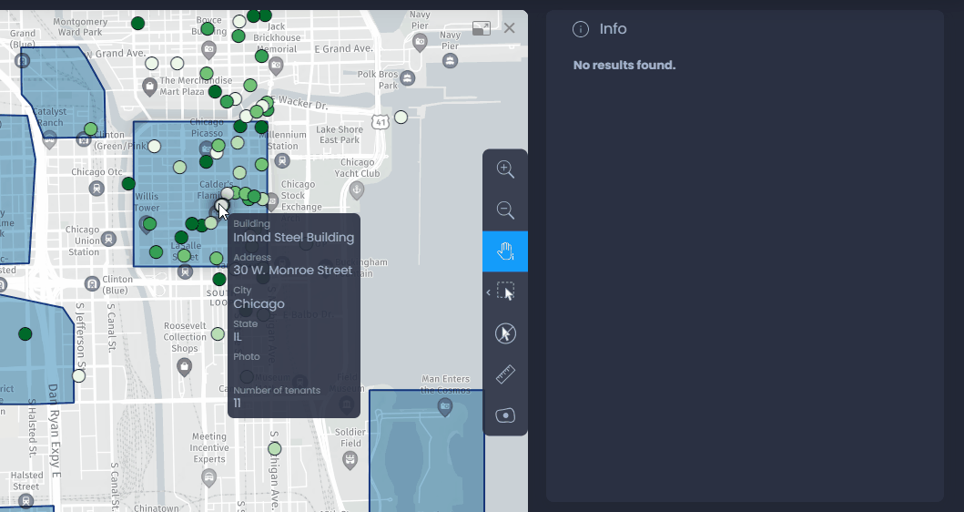 Screenshot showing outil info in CartoVista when work with the information tool