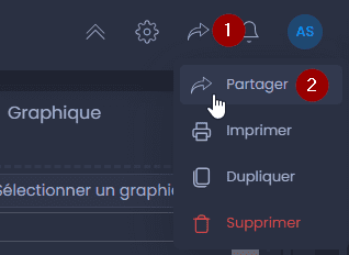 Capture d'écran montrant partager la carte dans CartoVista lors de intégration une carte