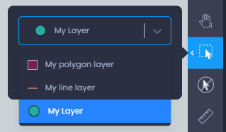Screenshot showing select selected layer in CartoVista when select features