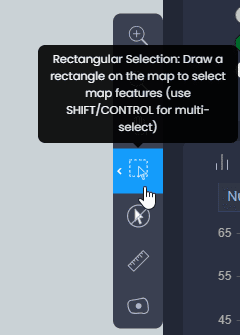 Screenshot showing selection tool in toolbar in CartoVista when select features