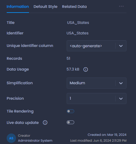 Screenshot showing simplification precision in CartoVista when optimize performance with tile rendering