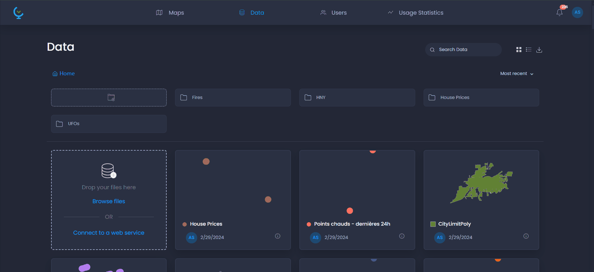 Screenshot showing 3 in CartoVista when managing folders