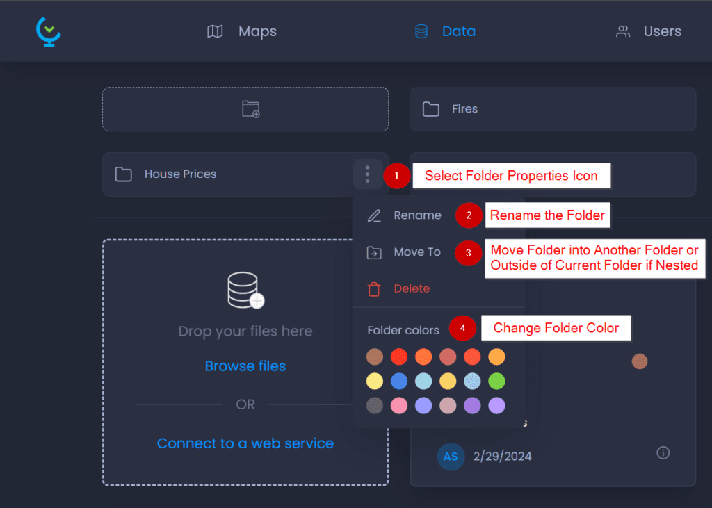 Screenshot showing 4 in CartoVista when managing folders
