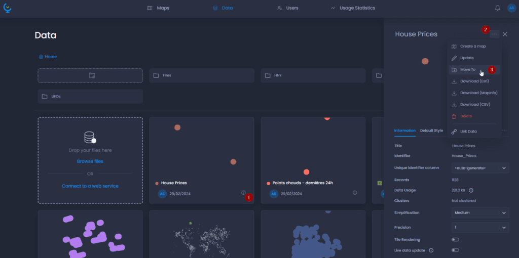 Screenshot showing 5 in CartoVista when managing folders