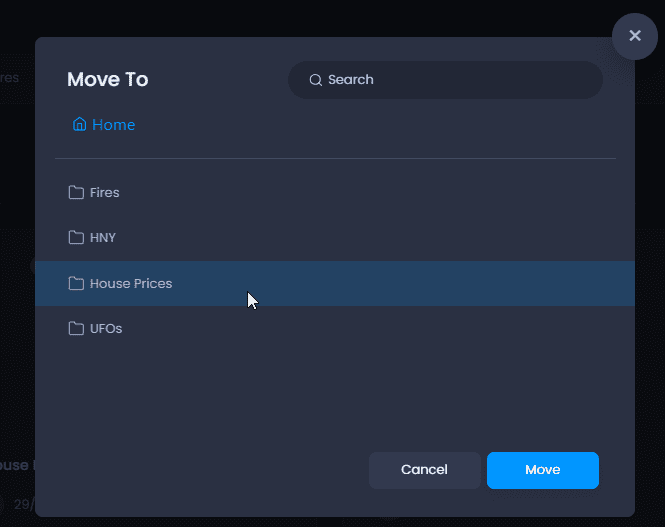 Screenshot showing 6 in CartoVista when managing folders