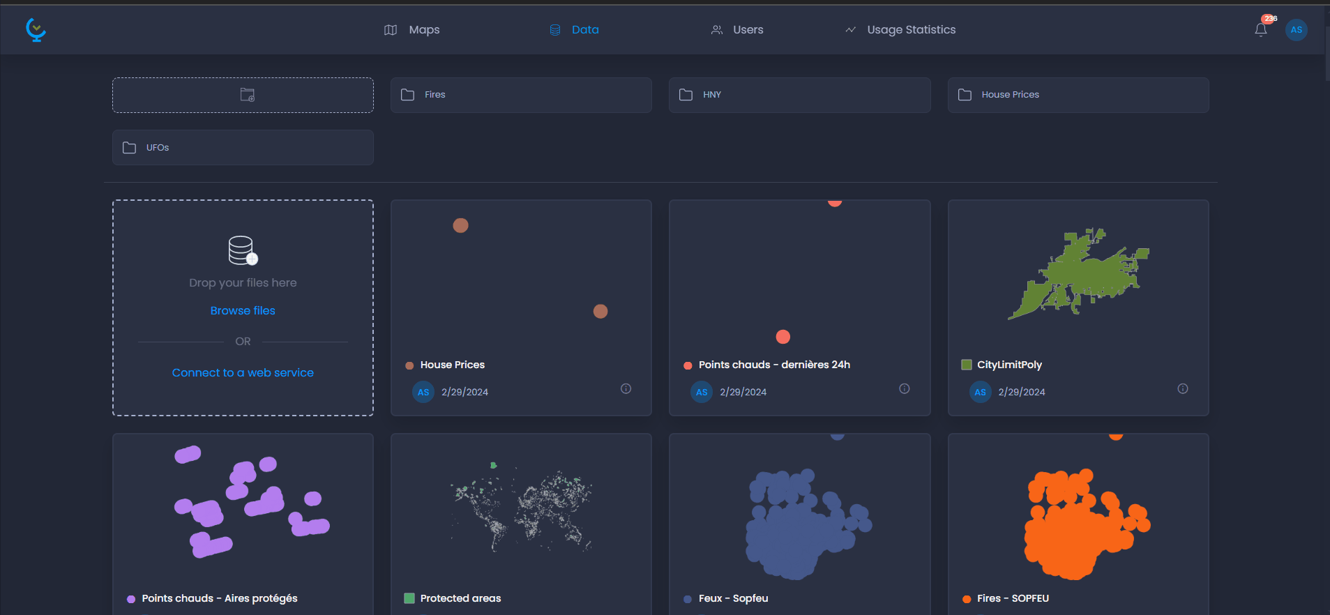 Screenshot showing changing data types in CartoVista when data types in cartovista