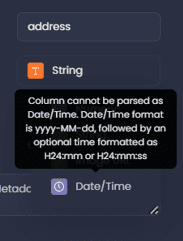 Screenshot showing date time in CartoVista when data types in cartovista