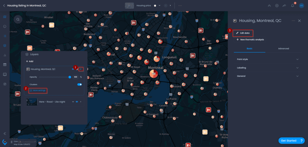 Screenshot showing viewing edit table in map in CartoVista when access the attribute table of a dataset