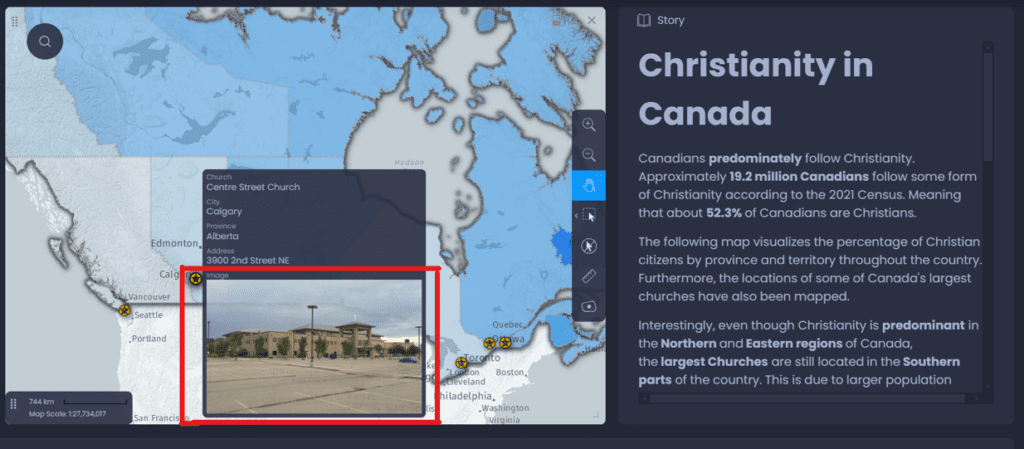 Screenshot showing image popup in CartoVista when data types in cartovista