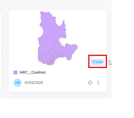 Capture d'écran montrant image dans CartoVista lors de configuration des vues et des permissions granulaires par couche