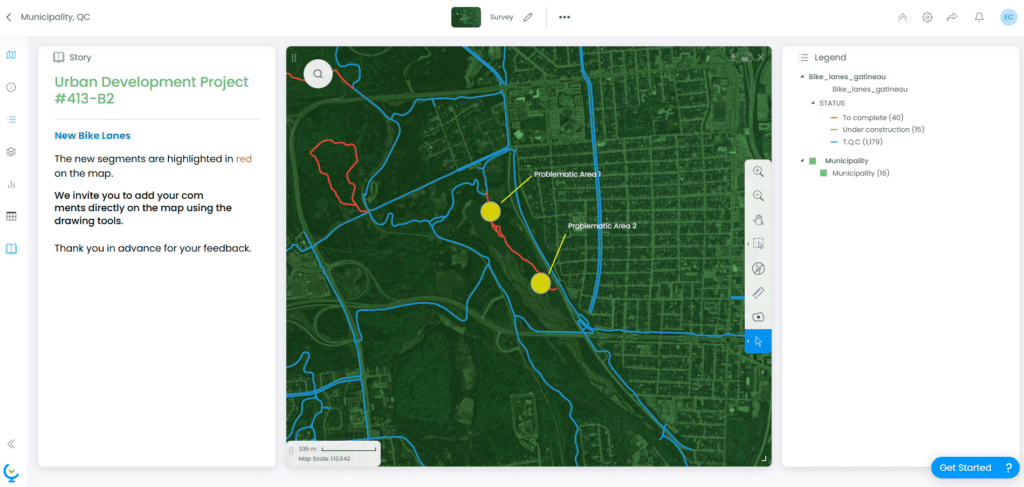 Screenshot showing image in CartoVista when collect feedback from the public using the feedback tool