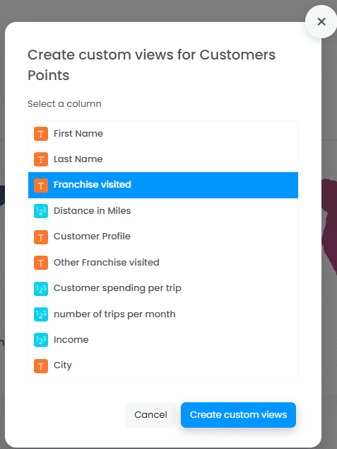 Screenshot showing image in CartoVista when configuring views and granular permissions per layer